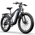 Shengmilo Vélo électrique E 26 Pouces VTT Tout Suspendu Vélo électrique 48V 17.5Ah Batterie 7 Vitesses avec pneus Larges, Frein à Disque mécanique, Porte-Bagages et Cadre en Aluminium